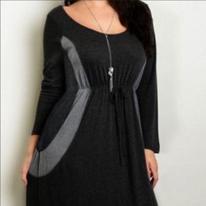 🎁Black and grey color block dress